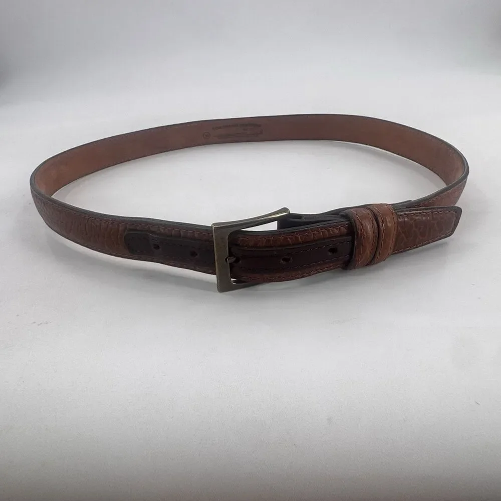 Coronado Brown American Bison Leather Belt ~ Size 36 w/ Brass Buckle Made in USA